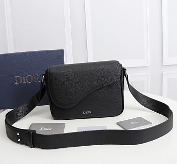 Dior Mini Saddle Messenger Bag Leather Black 1ADME130 23x18x6cm