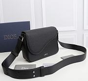 Dior Mini Saddle Messenger Bag Leather Black 1ADME130 23x18x6cm - 3