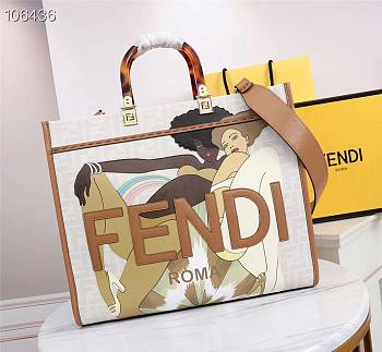 Fendi Medium Sunshine Shopper Bag White 8BH386 36x12x31cm