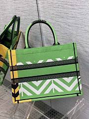 Dior Small Book Tote Green/Orange D-Jungle Embroidery M1296 36.5x28x17.5cm - 3