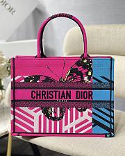 Dior Small Book Tote Pink/Blue D-Jungle Embroidery M1296 36.5x28x17.5cm - 1