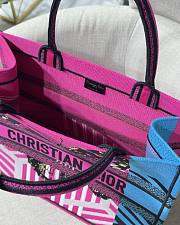 Dior Small Book Tote Pink/Blue D-Jungle Embroidery M1296 36.5x28x17.5cm - 6