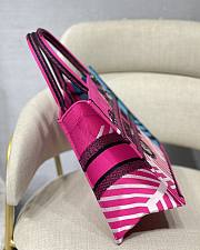 Dior Small Book Tote Pink/Blue D-Jungle Embroidery M1296 36.5x28x17.5cm - 5