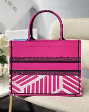 Dior Small Book Tote Pink/Blue D-Jungle Embroidery M1296 36.5x28x17.5cm - 3