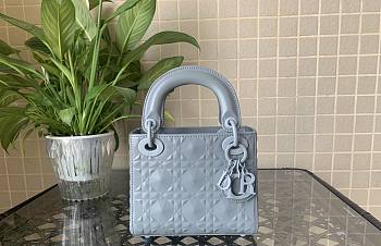 Dior Mini Lady Dior Bag Diamond Motif Light Blue M0505 17x15x7cm