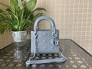 Dior Mini Lady Dior Bag Diamond Motif Light Blue M0505 17x15x7cm - 6