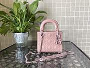 Dior Mini Lady Dior Bag Diamond Motif Rose Pink M0505 17x15x7cm - 4