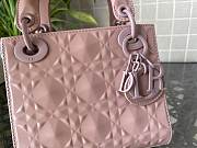 Dior Mini Lady Dior Bag Diamond Motif Rose Pink M0505 17x15x7cm - 2