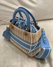 Dior Medium Lady Dior Bag Wicker Blue M0565 24x20x11cm - 5