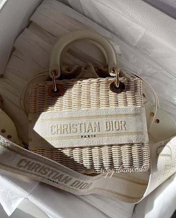 Dior Medium Lady Dior Bag Wicker White/Latte M0565 24x20x11cm