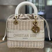 Dior Medium Lady Dior Bag Wicker White/Latte M0565 24x20x11cm - 6
