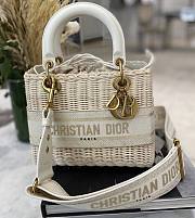 Dior Medium Lady Dior Bag Wicker White/Latte M0565 24x20x11cm - 5