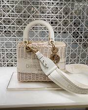 Dior Medium Lady Dior Bag Wicker White/Latte M0565 24x20x11cm - 4