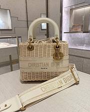 Dior Medium Lady Dior Bag Wicker White/Latte M0565 24x20x11cm - 2