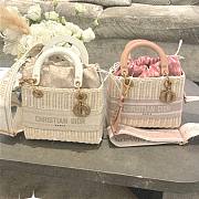 Dior Medium Lady Dior Bag Wicker Rose Pink M0565 24x20x11cm - 4