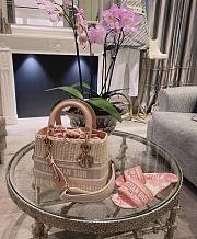 Dior Medium Lady Dior Bag Wicker Rose Pink M0565 24x20x11cm - 3