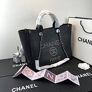 Chanel Deauville Studded Logo Tote Bag Silver-tone Metal Grained Leather 38cm - 5