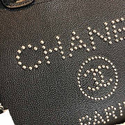 Chanel Deauville Studded Logo Tote Bag Silver-tone Metal Grained Leather 38cm - 2