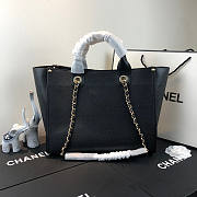 Chanel Deauville Studded Logo Tote Bag Gold-tone Metal Grained Leather 38cm - 6