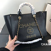 Chanel Deauville Studded Logo Tote Bag Gold-tone Metal Grained Leather 38cm - 4