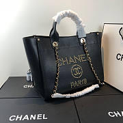 Chanel Deauville Studded Logo Tote Bag Gold-tone Metal Grained Leather 38cm - 3