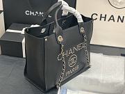 Chanel Small Deauville Studded Logo Tote Bag Silver-tone Metal Grained Leather 18x33x27cm - 6