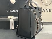 Chanel Small Deauville Studded Logo Tote Bag Silver-tone Metal Grained Leather 18x33x27cm - 5