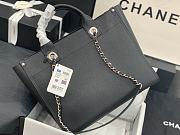 Chanel Small Deauville Studded Logo Tote Bag Silver-tone Metal Grained Leather 18x33x27cm - 4