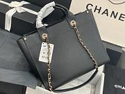Chanel Small Deauville Studded Logo Tote Bag Gold-tone Metal Grained Leather 18x33x27cm - 2