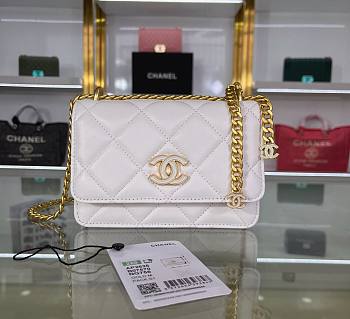 Chanel Clutch With Chain Lambskin White AP2635 11x15.5x4.5cm