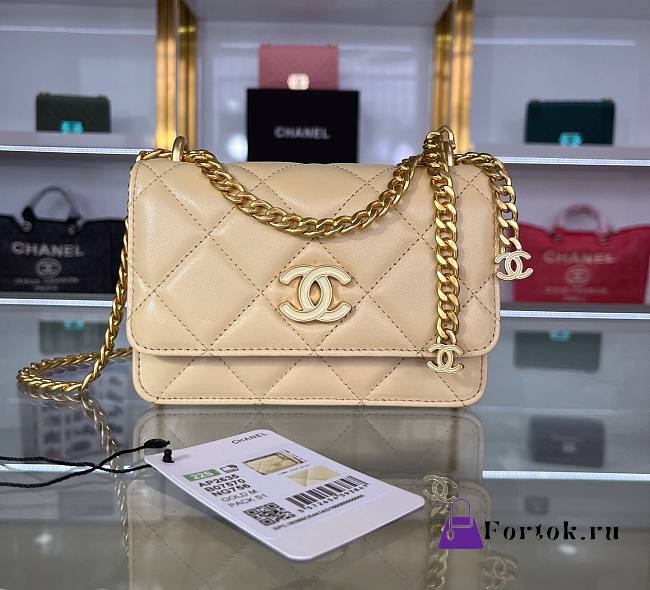 Chanel Clutch With Chain Lambskin Beige AP2635 11x15.5x4.5cm - 1