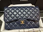 Chanel Flap Bag Gold-tone Metal Lampskin Navy A1113 30cm - 4