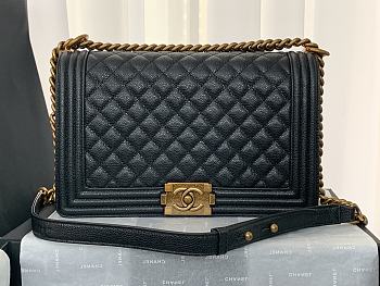 Chanel Medium LeBoy Grained Leather Black A67088 28cm