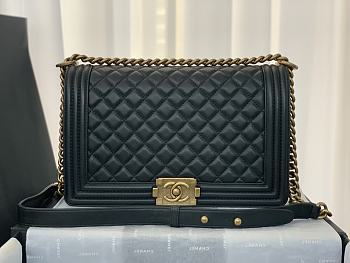 Chanel Medium LeBoy Lambskin Leather Black A67088 28cm