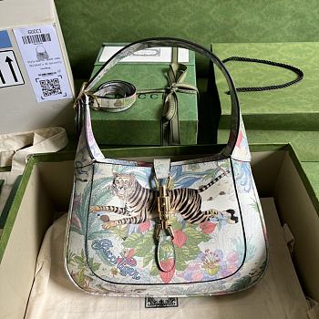 Gucci Tiger Jackie 1961 Small Shoulder Bag White 636709 28x19x4.5cm