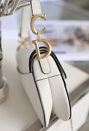 Dior Mini Saddle Bag Grained Leather White M0447 21x18x5cm - 5