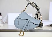 Dior Mini Saddle Bag Grained Leather Light Blue M0447 21x18x5cm - 1
