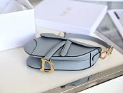 Dior Mini Saddle Bag Grained Leather Light Blue M0447 21x18x5cm - 6