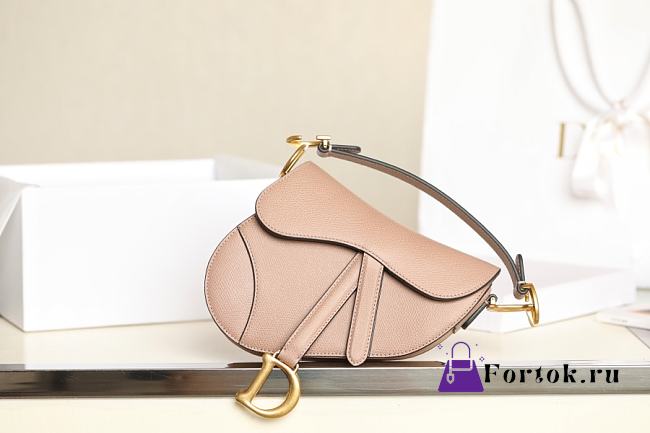 Dior Mini Saddle Bag Grained Leather Beige M0447 21x18x5cm - 1