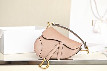 Dior Mini Saddle Bag Grained Leather Beige M0447 21x18x5cm