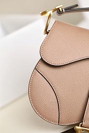Dior Mini Saddle Bag Grained Leather Beige M0447 21x18x5cm - 5