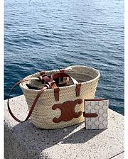 Celine Medium Triomphe Raffia Tan 192622 25x26x12cm - 1