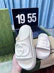 Gucci Slide Sandal With Interlocking G White 692845  - 2