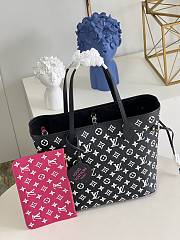 Louis Vuitton Neverfull MM Monogram Leather Black/White/Pink M46103 31x28x14cm - 6