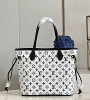 Louis Vuitton Neverfull MM Monogram Leather Black/White/Pink M46103 31x28x14cm - 4