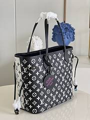 Louis Vuitton Neverfull MM Monogram Leather Black/White/Pink M46103 31x28x14cm - 2