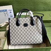 Gucci Small Tote Bag With Interlocking G Beige/Blue Leather 659983 31x26.5x14cm - 1