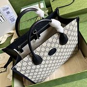 Gucci Small Tote Bag With Interlocking G Beige/Blue Leather 659983 31x26.5x14cm - 5