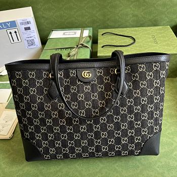 Gucci Medium Ophidia Tote With Web Black Denim 631685 38x28x14cm