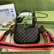 Gucci Small Jackie 1961 Shoulder Bag Black Denim 678843 28x19x4.5cm - 3